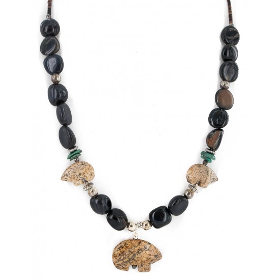 .925 Sterling Silver Certified Authentic Navajo Natural Turquoise Jasper Blue Tigers Eye Heishi Native American Necklace 750232-2 All Products NB160514230710 750232-2 (by LomaSiiva) .925 Sterling Silver Certified Authentic Navajo Natural Turquoise Jasper Blue Tigers Eye Heishi Native American Necklace 750232-2 All Products NB160514230710 750232-2 (by LomaSiiva)