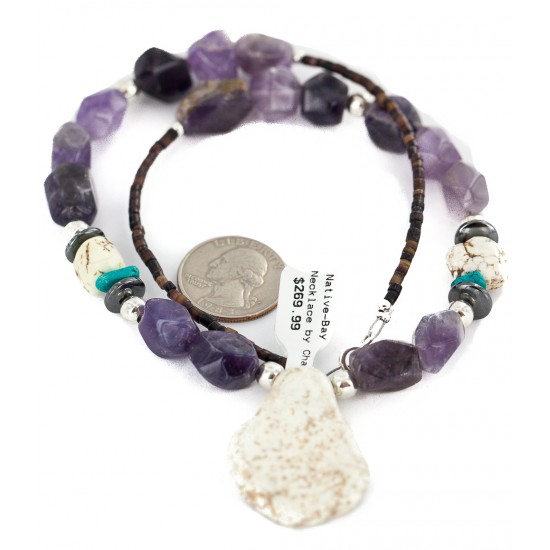 .925 Sterling Silver Certified Authentic Navajo White Howlite Amethyst Hematite Native American Necklace 750232-3 All Products NB160514231652 750232-3 (by LomaSiiva) .925 Sterling Silver Certified Authentic Navajo White Howlite Amethyst Hematite Native American Necklace 750232-3 All Products NB160514231652 750232-3 (by LomaSiiva)