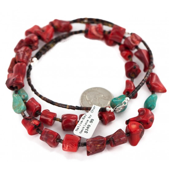 2 Strand Certified Authentic Navajo .925 Sterling Silver Natural Turquoise Coral Heishi Native American Necklace 750236-2 All Products NB160520191604 750236-2 (by LomaSiiva) 2 Strand Certified Authentic Navajo .925 Sterling Silver Natural Turquoise Coral Heishi Native American Necklace 750236-2 All Products NB160520191604 750236-2 (by LomaSiiva)