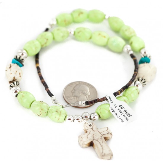 Cross .925 Sterling Silver Certified Authentic Navajo White Howlite Gaspeite Native American Necklace 750237-9 All Products NB160520193632 750237-9 (by LomaSiiva) Cross .925 Sterling Silver Certified Authentic Navajo White Howlite Gaspeite Native American Necklace 750237-9 All Products NB160520193632 750237-9 (by LomaSiiva)