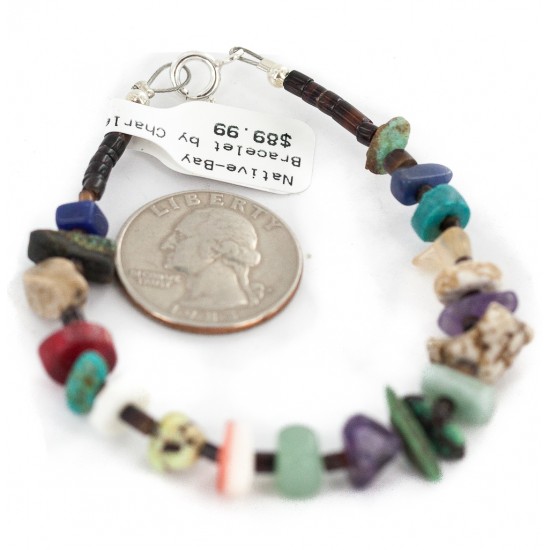 .925 Sterling Silver Navajo Certified Authentic Natural Turquoise Multicolor Stones Heishi Native American Bracelet 13178-3 All Products NB160521202601 13178-3 (by LomaSiiva) .925 Sterling Silver Navajo Certified Authentic Natural Turquoise Multicolor Stones Heishi Native American Bracelet 13178-3 All Products NB160521202601 13178-3 (by LomaSiiva)