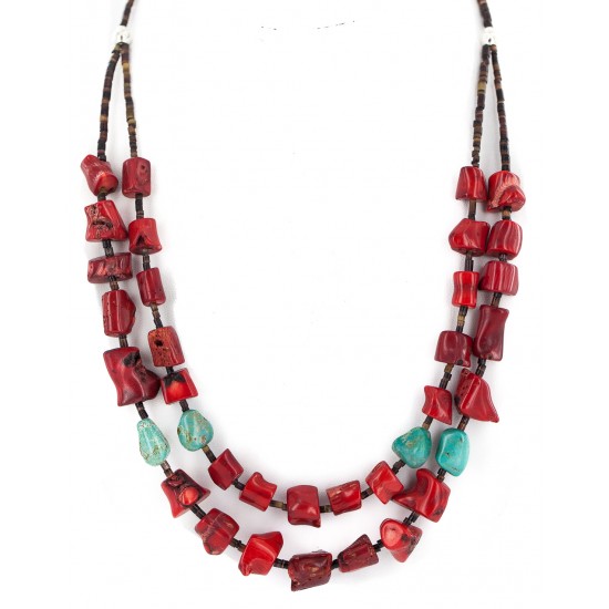 2 Strand Certified Authentic Navajo .925 Sterling Silver Natural Turquoise Coral Heishi Native American Necklace 750236-2 All Products NB160520191604 750236-2 (by LomaSiiva) 2 Strand Certified Authentic Navajo .925 Sterling Silver Natural Turquoise Coral Heishi Native American Necklace 750236-2 All Products NB160520191604 750236-2 (by LomaSiiva)