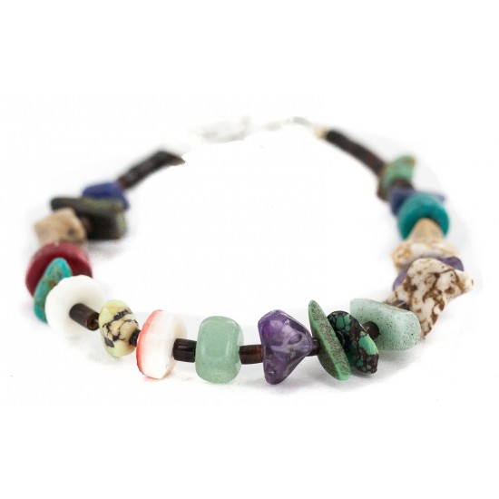 .925 Sterling Silver Navajo Certified Authentic Natural Turquoise Multicolor Stones Heishi Native American Bracelet 13178-3 All Products NB160521202601 13178-3 (by LomaSiiva) .925 Sterling Silver Navajo Certified Authentic Natural Turquoise Multicolor Stones Heishi Native American Bracelet 13178-3 All Products NB160521202601 13178-3 (by LomaSiiva)