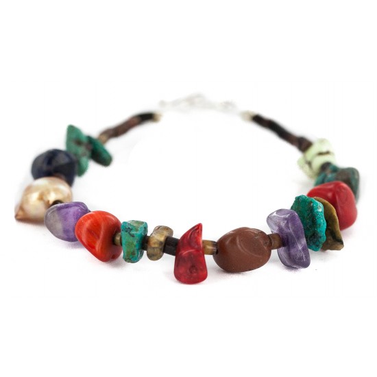 .925 Sterling Silver Navajo Certified Authentic Natural Turquoise Multicolor Stones Native American Bracelet 13178-2 All Products NB160521201206 13178-2 (by LomaSiiva) .925 Sterling Silver Navajo Certified Authentic Natural Turquoise Multicolor Stones Native American Bracelet 13178-2 All Products NB160521201206 13178-2 (by LomaSiiva)