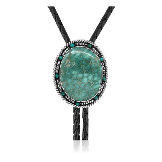 Handmade Certified Authentic Navajo .925 Sterling Silver Native American Natural Turquoise Bolo Tie 34269 Handmade Certified Authentic Navajo .925 Sterling Silver Native American Natural Turquoise Bolo Tie 34269