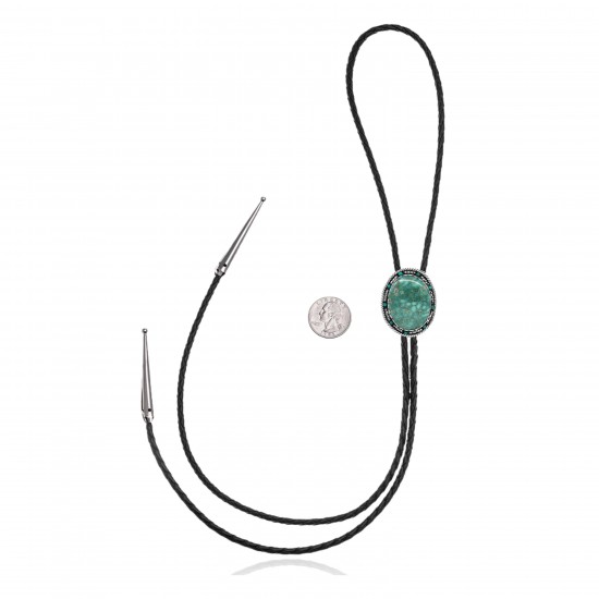 Handmade Certified Authentic Navajo .925 Sterling Silver Native American Natural Turquoise Bolo Tie 34269 Handmade Certified Authentic Navajo .925 Sterling Silver Native American Natural Turquoise Bolo Tie 34269