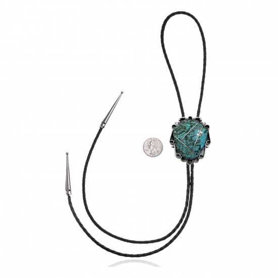 Handmade Certified Authentic Navajo .925 Sterling Silver Native American Natural Turquoise Bolo Tie 34275 Handmade Certified Authentic Navajo .925 Sterling Silver Native American Natural Turquoise Bolo Tie 34275