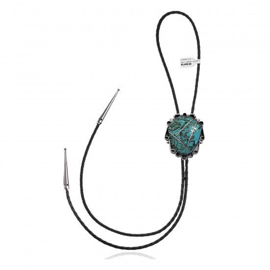Handmade Certified Authentic Navajo .925 Sterling Silver Native American Natural Turquoise Bolo Tie 34275 Handmade Certified Authentic Navajo .925 Sterling Silver Native American Natural Turquoise Bolo Tie 34275