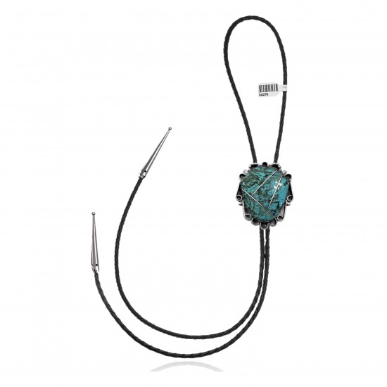 Handmade Certified Authentic Navajo .925 Sterling Silver Native American Natural Turquoise Bolo Tie 34275 Handmade Certified Authentic Navajo .925 Sterling Silver Native American Natural Turquoise Bolo Tie 34275