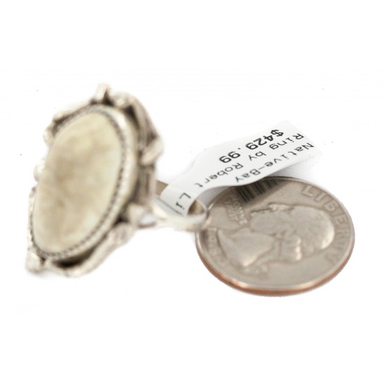 Handmade Navajo Certified Authentic .925 Sterling Silver Natural White Buffalo Native American Ring 18297-1 All Products NB160603184649 18297-1 (by LomaSiiva) Handmade Navajo Certified Authentic .925 Sterling Silver Natural White Buffalo Native American Ring 18297-1 All Products NB160603184649 18297-1 (by LomaSiiva)