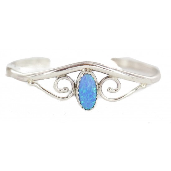 Handmade Certified Authentic Navajo .925 Sterling Silver Blue Opal Native American Baby Bracelet 13186-2 All Products NB160602223116 13186-2 (by LomaSiiva) Handmade Certified Authentic Navajo .925 Sterling Silver Blue Opal Native American Baby Bracelet 13186-2 All Products NB160602223116 13186-2 (by LomaSiiva)