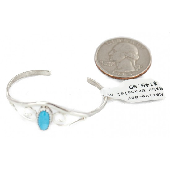 Handmade Certified Authentic Navajo .925 Sterling Silver Natural Turquoise Native American Baby Bracelet 13186-1 All Products NB160602222352 13186-1 (by LomaSiiva) Handmade Certified Authentic Navajo .925 Sterling Silver Natural Turquoise Native American Baby Bracelet 13186-1 All Products NB160602222352 13186-1 (by LomaSiiva)