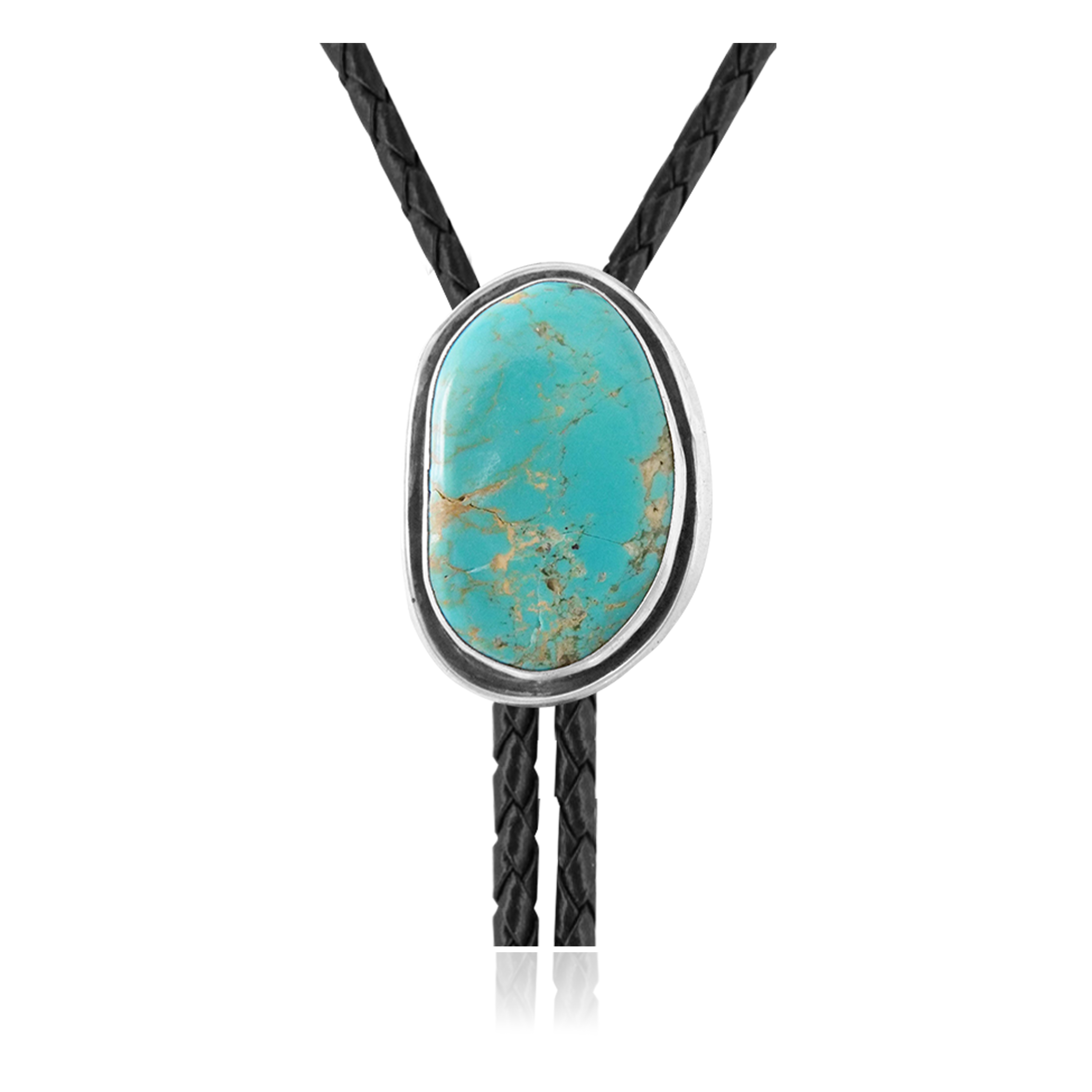 Handmade Certified Authentic Navajo .925 Sterling Silver Native American Natural Turquoise Bolo Tie 34377 Handmade Certified Authentic Navajo .925 Sterling Silver Native American Natural Turquoise Bolo Tie 34377