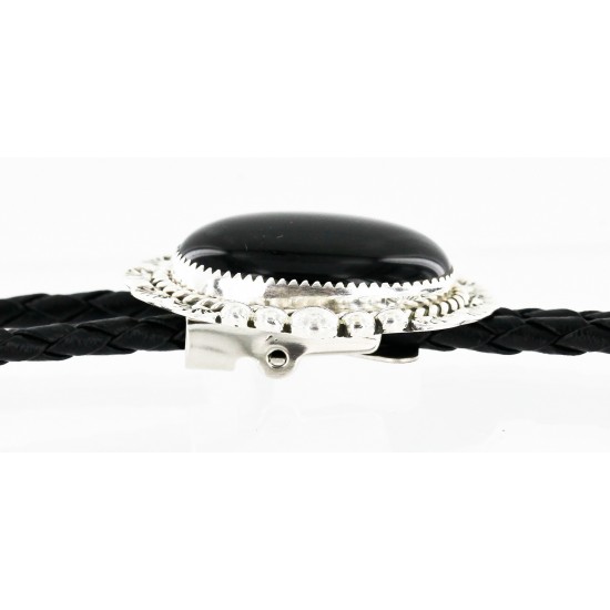Handmade Certified Authentic Navajo .925 Sterling Silver Natural Black Onyx Native American Bolo Tie 24407-4 All Products 24407-4 24407-4 (by LomaSiiva) Handmade Certified Authentic Navajo .925 Sterling Silver Natural Black Onyx Native American Bolo Tie 24407-4 All Products 24407-4 24407-4 (by LomaSiiva)