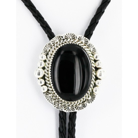 Handmade Certified Authentic Navajo .925 Sterling Silver Natural Black Onyx Native American Bolo Tie 24407-4 All Products 24407-4 24407-4 (by LomaSiiva) Handmade Certified Authentic Navajo .925 Sterling Silver Natural Black Onyx Native American Bolo Tie 24407-4 All Products 24407-4 24407-4 (by LomaSiiva)
