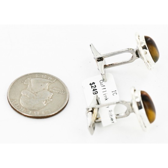 Handmade Certified Authentic Navajo .925 Sterling Silver Natural Tigers Eye Native American Cuff Links 19109-2 Cufflinks 19109-2 19109-2 (by LomaSiiva) Handmade Certified Authentic Navajo .925 Sterling Silver Natural Tigers Eye Native American Cuff Links 19109-2 Cufflinks 19109-2 19109-2 (by LomaSiiva)