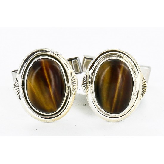 Handmade Certified Authentic Navajo .925 Sterling Silver Natural Tigers Eye Native American Cuff Links 19109-2 Cufflinks 19109-2 19109-2 (by LomaSiiva) Handmade Certified Authentic Navajo .925 Sterling Silver Natural Tigers Eye Native American Cuff Links 19109-2 Cufflinks 19109-2 19109-2 (by LomaSiiva)