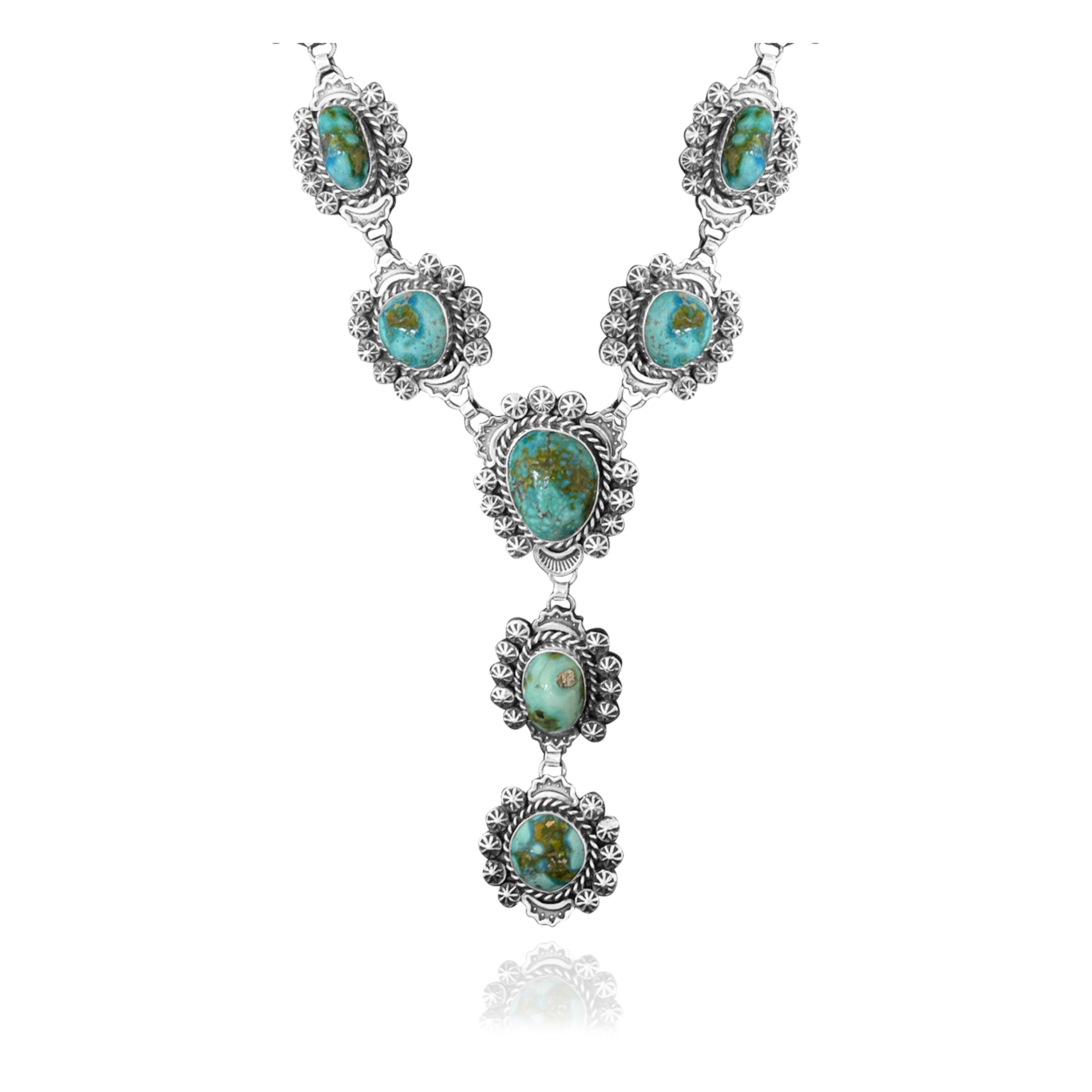 Flower .925 Sterling Silver Certified Authentic Navajo Native American Natural Turquoise Necklace 35184 Flower .925 Sterling Silver Certified Authentic Navajo Native American Natural Turquoise Necklace 35184