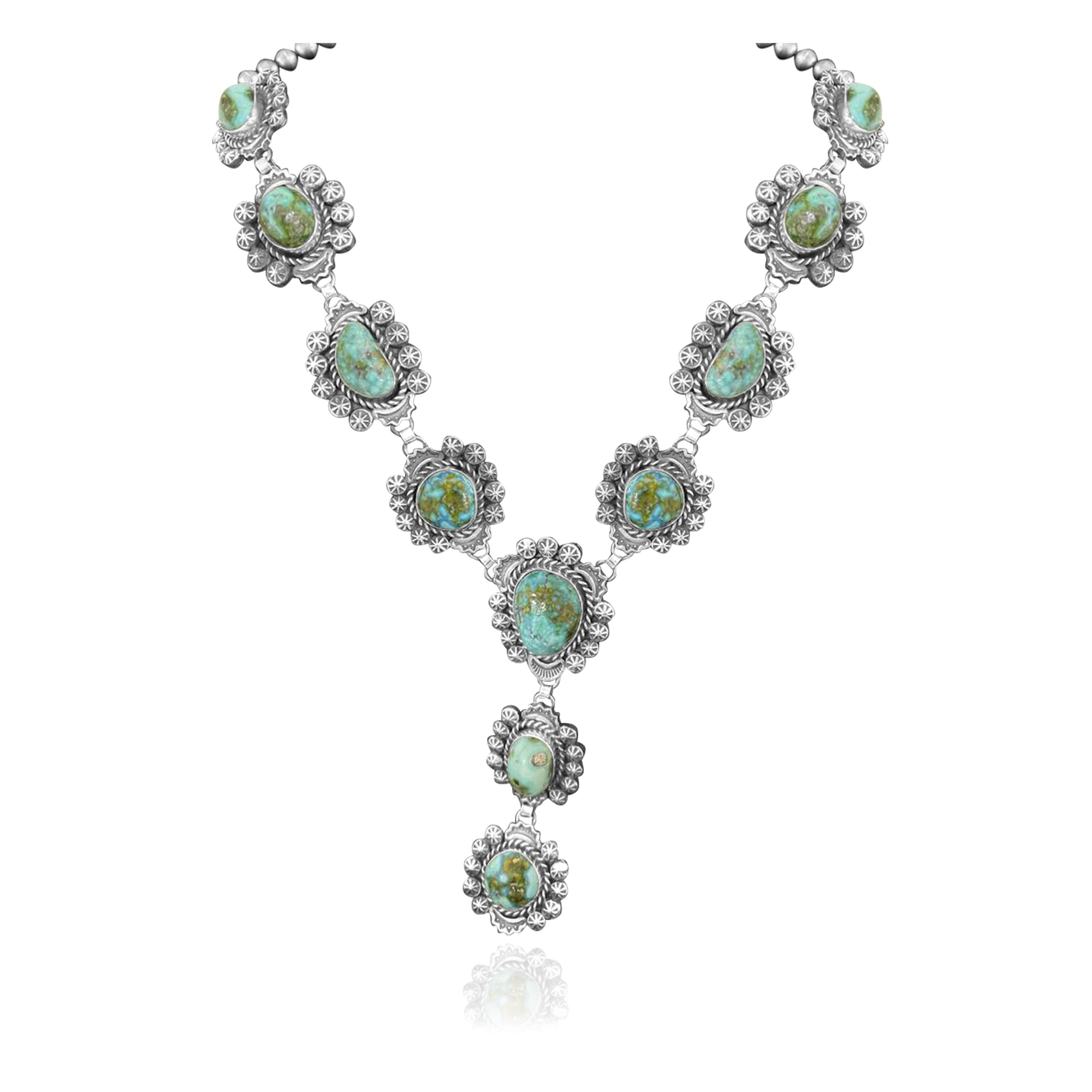 Elegant .925 Sterling Silver Certified Authentic Navajo Native American Natural Turquoise Necklace 35197 Elegant .925 Sterling Silver Certified Authentic Navajo Native American Natural Turquoise Necklace 35197