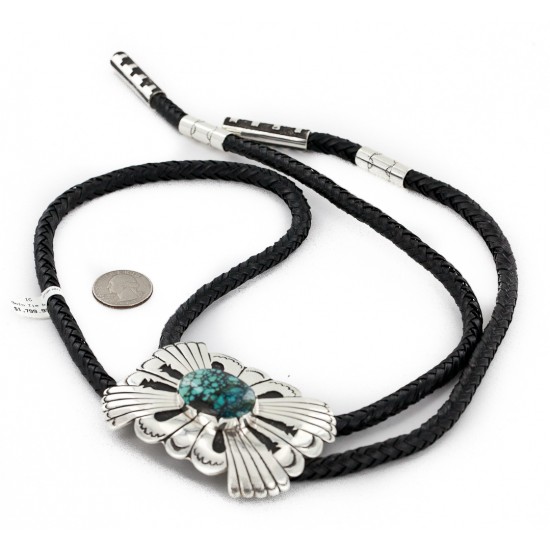 Large Handmade Certified Authentic Leather Navajo .925 Sterling Silver Natural Turquoise Native American Bolo Tie 24416 All Products 24416 24416 (by LomaSiiva) Large Handmade Certified Authentic Leather Navajo .925 Sterling Silver Natural Turquoise Native American Bolo Tie 24416 All Products 24416 24416 (by LomaSiiva)