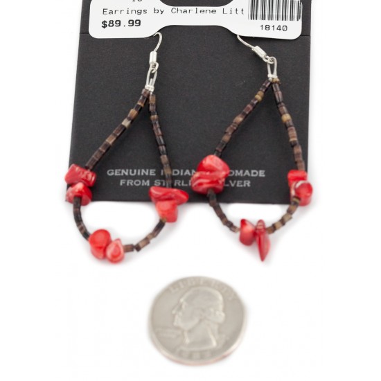 Certified Authentic .925 Sterling Silver Hooks Dangle Natural Heishi Coral Hoop Native American Earrings 18140 All Products NB160117002559 18140 (by LomaSiiva) Certified Authentic .925 Sterling Silver Hooks Dangle Natural Heishi Coral Hoop Native American Earrings 18140 All Products NB160117002559 18140 (by LomaSiiva)