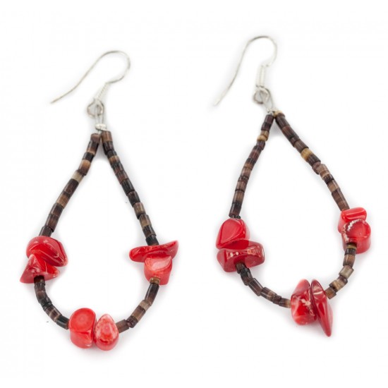 Certified Authentic .925 Sterling Silver Hooks Dangle Natural Heishi Coral Hoop Native American Earrings 18140 All Products NB160117002559 18140 (by LomaSiiva) Certified Authentic .925 Sterling Silver Hooks Dangle Natural Heishi Coral Hoop Native American Earrings 18140 All Products NB160117002559 18140 (by LomaSiiva)