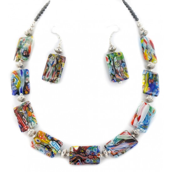Certified Authentic Navajo .925 Sterling Silver Multicolor Glass Natural Hematite Set 17057 Sets NB160113214134 17057 (by LomaSiiva) Certified Authentic Navajo .925 Sterling Silver Multicolor Glass Natural Hematite Set 17057 Sets NB160113214134 17057 (by LomaSiiva)