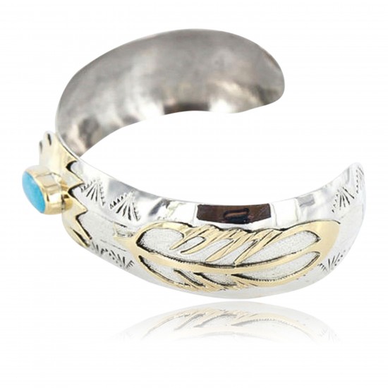 12kt Gold Filled and .925 Sterling Silver Handmade FEATHER Certified Authentic Navajo Turquoise Native American Bracelet 390800842243 All Products 12587-1 390800842243 (by LomaSiiva) 12kt Gold Filled and .925 Sterling Silver Handmade FEATHER Certified Authentic Navajo Turquoise Native American Bracelet 390800842243 All Products 12587-1 390800842243 (by LomaSiiva)