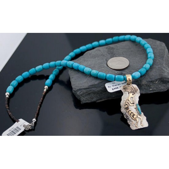 12kt Gold Filled and .925 Sterling Silver Handmade KOKOPELI Certified Authentic Navajo Turquoise Native American Necklace 390648379820 All Products 390648379820 390648379820 (by LomaSiiva) 12kt Gold Filled and .925 Sterling Silver Handmade KOKOPELI Certified Authentic Navajo Turquoise Native American Necklace 390648379820 All Products 390648379820 390648379820 (by LomaSiiva)