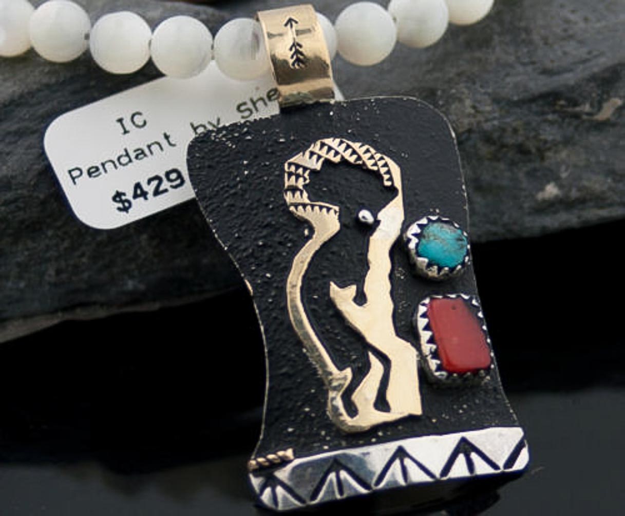 12kt Gold Filled and .925 Sterling Silver Handmade KOKOPELLI Certified Authentic Navajo Turquoise Native American Necklace 370882589618 Clearance 370882589618 370882589618 (by LomaSiiva) 12kt Gold Filled and .925 Sterling Silver Handmade KOKOPELLI Certified Authentic Navajo Turquoise Native American Necklace 370882589618 Clearance 370882589618 370882589618 (by LomaSiiva)
