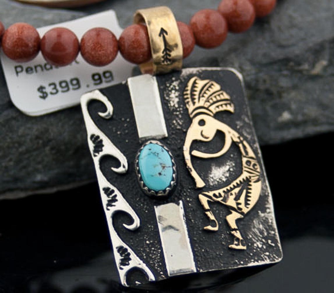 12kt Gold Filled and .925 Sterling Silver Handmade KOKOPELLI Certified Authentic Navajo Turquoise Native American Necklace 390643117492 All Products 390643117492 390643117492 (by LomaSiiva) 12kt Gold Filled and .925 Sterling Silver Handmade KOKOPELLI Certified Authentic Navajo Turquoise Native American Necklace 390643117492 All Products 390643117492 390643117492 (by LomaSiiva)