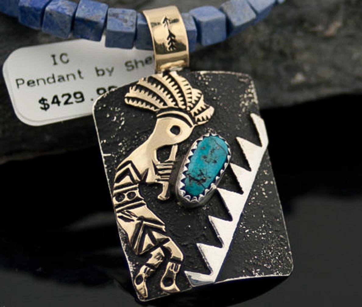 12kt Gold Filled and .925 Sterling Silver Handmade KOKOPELLI Certified Authentic Navajo Turquoise Native American Necklace 390784009992 All Products 390784009992 390784009992 (by LomaSiiva) 12kt Gold Filled and .925 Sterling Silver Handmade KOKOPELLI Certified Authentic Navajo Turquoise Native American Necklace 390784009992 All Products 390784009992 390784009992 (by LomaSiiva)