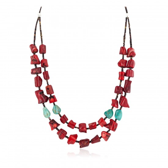 2 Strand Certified Authentic Navajo .925 Sterling Silver Natural Turquoise Coral Heishi Native American Necklace 750236-2 All Products NB160520191604 750236-2 (by LomaSiiva) 2 Strand Certified Authentic Navajo .925 Sterling Silver Natural Turquoise Coral Heishi Native American Necklace 750236-2 All Products NB160520191604 750236-2 (by LomaSiiva)