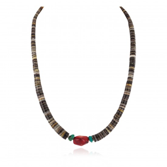 .925 Sterling Silver Certified Authentic Navajo Natural Turquoise Graduated Heishi Coral Native American Necklace 95004-10 Clearance NB160227221617 95004-10 (by LomaSiiva) .925 Sterling Silver Certified Authentic Navajo Natural Turquoise Graduated Heishi Coral Native American Necklace 95004-10 Clearance NB160227221617 95004-10 (by LomaSiiva)