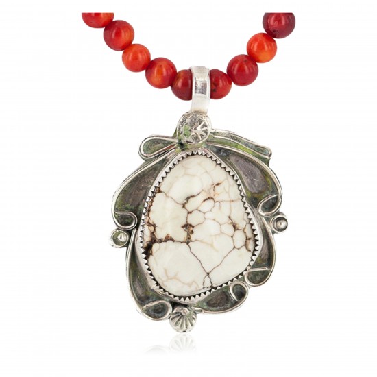 .925 Sterling Silver Certified Authentic Navajo Natural White Buffalo Coral Native American Necklace & Pendant 18279-4-95001 All Products NB160430214045 18279-4-95001 (by LomaSiiva) .925 Sterling Silver Certified Authentic Navajo Natural White Buffalo Coral Native American Necklace & Pendant 18279-4-95001 All Products NB160430214045 18279-4-95001 (by LomaSiiva)