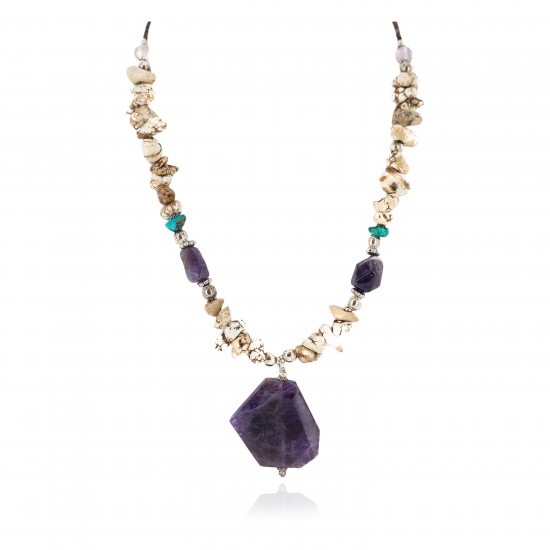 .925 Sterling Silver Certified Authentic Navajo White Howlite Amethyst Native American Necklace 750227-3 All Products NB160514204332 750227-3 (by LomaSiiva) .925 Sterling Silver Certified Authentic Navajo White Howlite Amethyst Native American Necklace 750227-3 All Products NB160514204332 750227-3 (by LomaSiiva)