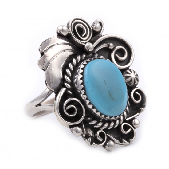 .925 Sterling Silver Flower Certified Authentic Handmade Navajo Native American Natural Turquoise Ring 13225 All Products NB180527003547 13225 (by LomaSiiva) .925 Sterling Silver Flower Certified Authentic Handmade Navajo Native American Natural Turquoise Ring 13225 All Products NB180527003547 13225 (by LomaSiiva)