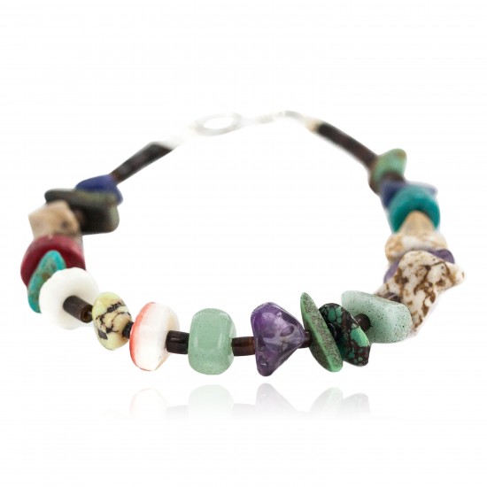 .925 Sterling Silver Navajo Certified Authentic Natural Turquoise Multicolor Stones Heishi Native American Bracelet 13178-3 All Products NB160521202601 13178-3 (by LomaSiiva) .925 Sterling Silver Navajo Certified Authentic Natural Turquoise Multicolor Stones Heishi Native American Bracelet 13178-3 All Products NB160521202601 13178-3 (by LomaSiiva)
