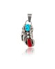 Flower .925 Sterling Silver Certified Authentic Handmade Navajo Native American Natural Turquoise and Coral Pendant 26211-1 Pendants NB160121214221 26211-1 (by LomaSiiva) Flower .925 Sterling Silver Certified Authentic Handmade Navajo Native American Natural Turquoise and Coral Pendant 26211-1 Pendants NB160121214221 26211-1 (by LomaSiiva)