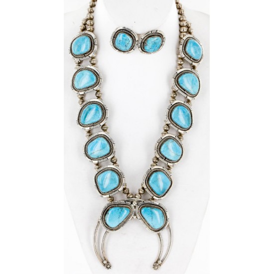 Handmade Certified Authentic Navajo .925 Sterling Silver Turquoise Squash Blossom Native American Necklace and Earrings Set Ray Begay 15740-17659 Sets 371180651710 15740-17659 (by LomaSiiva) Handmade Certified Authentic Navajo .925 Sterling Silver Turquoise Squash Blossom Native American Necklace and Earrings Set Ray Begay 15740-17659 Sets 371180651710 15740-17659 (by LomaSiiva)