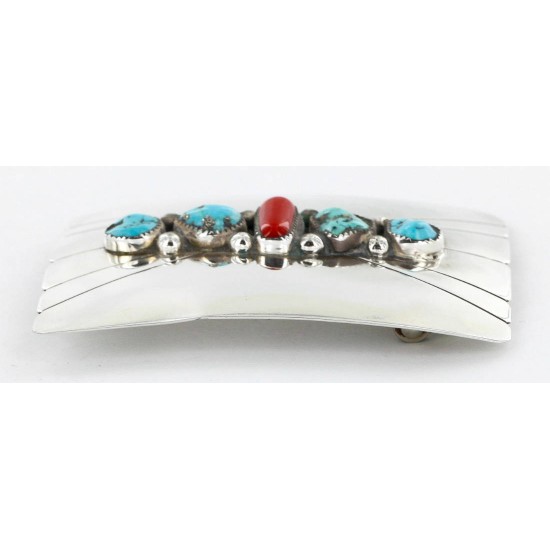 Certified Authentic Navajo .925 Sterling Silver Natural Turquoise and Coral Native American Buckle 1195 All Products 390989979861 1195 (by LomaSiiva) Certified Authentic Navajo .925 Sterling Silver Natural Turquoise and Coral Native American Buckle 1195 All Products 390989979861 1195 (by LomaSiiva)