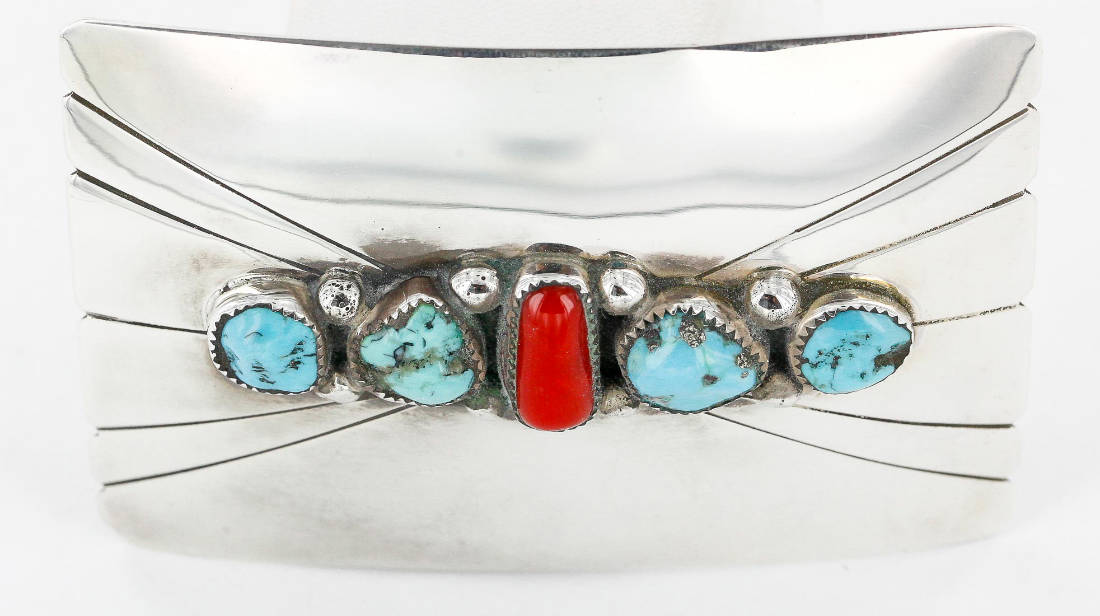 Certified Authentic Navajo .925 Sterling Silver Natural Turquoise and Coral Native American Buckle 1195 All Products 390989979861 1195 (by LomaSiiva) Certified Authentic Navajo .925 Sterling Silver Natural Turquoise and Coral Native American Buckle 1195 All Products 390989979861 1195 (by LomaSiiva)