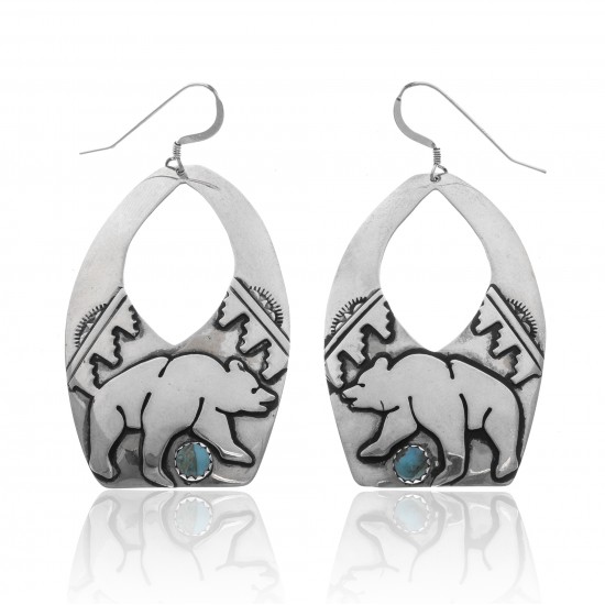 Bear Cloud Sun Natural Turquoise .925 Sterling Silver Certified Authentic Navajo Native American Handmade Dangle Earrings 27215 All Products NB181212224249 27215 (by LomaSiiva) Bear Cloud Sun Natural Turquoise .925 Sterling Silver Certified Authentic Navajo Native American Handmade Dangle Earrings 27215 All Products NB181212224249 27215 (by LomaSiiva)