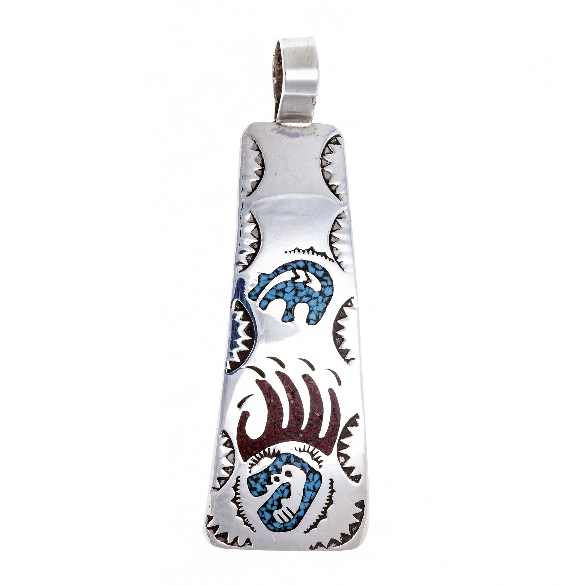 Bear Paw .925 Starling Silver Certified Authentic Handmade Navajo Native American Natural Turquoise Coral Pendent 24541 Pendants NB180602181535 24541 (by LomaSiiva) Bear Paw .925 Starling Silver Certified Authentic Handmade Navajo Native American Natural Turquoise Coral Pendent 24541 Pendants NB180602181535 24541 (by LomaSiiva)