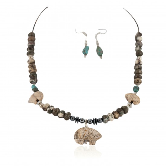 Carved Fetish Bear .925 Sterling Silver Hooks Certified Authentic Navajo Natural Turquoise and Jasper Native American Set 18234-1-18238 Clearance NB160406232700 18234-1-18238 (by LomaSiiva) Carved Fetish Bear .925 Sterling Silver Hooks Certified Authentic Navajo Natural Turquoise and Jasper Native American Set 18234-1-18238 Clearance NB160406232700 18234-1-18238 (by LomaSiiva)