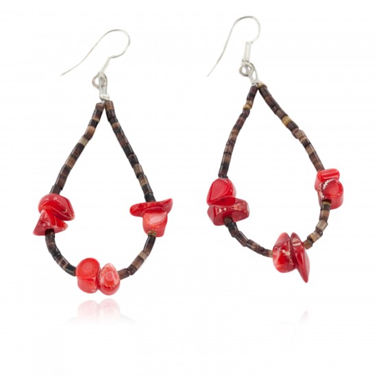 Certified Authentic .925 Sterling Silver Hooks Dangle Natural Heishi Coral Hoop Native American Earrings 18140 All Products NB160117002559 18140 (by LomaSiiva) Certified Authentic .925 Sterling Silver Hooks Dangle Natural Heishi Coral Hoop Native American Earrings 18140 All Products NB160117002559 18140 (by LomaSiiva)