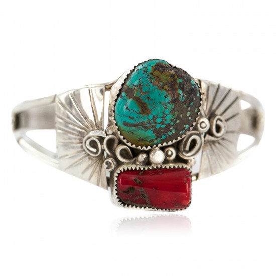 Certified Authentic .925 Sterling Silver Navajo Handmade Natural Turquoise Coral Native American Bracelet 1306 All Products NB160602214415 1306 (by LomaSiiva) Certified Authentic .925 Sterling Silver Navajo Handmade Natural Turquoise Coral Native American Bracelet 1306 All Products NB160602214415 1306 (by LomaSiiva)