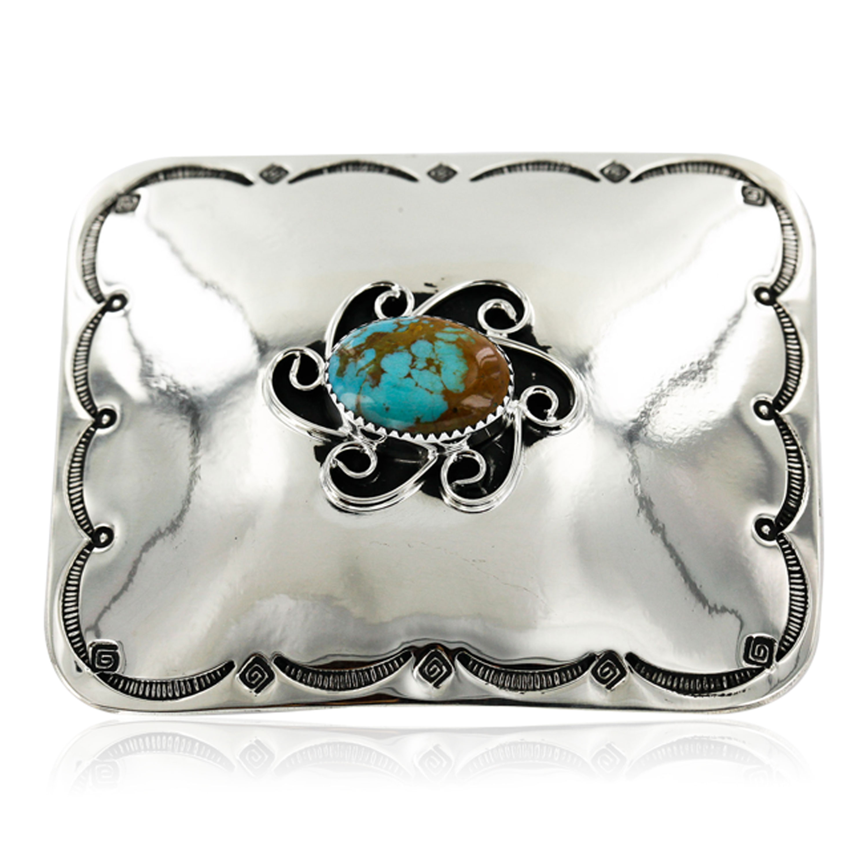 Certified Authentic Flower Handmade Navajo Nickel Natural Turquoise Native American Buckle 1204-3 All Products 391265091688 1204-3 (by LomaSiiva) Certified Authentic Flower Handmade Navajo Nickel Natural Turquoise Native American Buckle 1204-3 All Products 391265091688 1204-3 (by LomaSiiva)