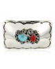 Certified Authentic Flower Navajo Nickel Natural Turquoise and Coral Native American Buckle 1192-2 All Products 371217485228 1192-2 (by LomaSiiva) Certified Authentic Flower Navajo Nickel Natural Turquoise and Coral Native American Buckle 1192-2 All Products 371217485228 1192-2 (by LomaSiiva)