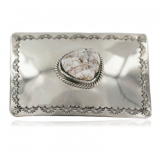 Certified Authentic Handmade Navajo Nickel Natural White Buffalo Native American Buckle 1217-1 All Products NB160406090556 1217-1 (by LomaSiiva) Certified Authentic Handmade Navajo Nickel Natural White Buffalo Native American Buckle 1217-1 All Products NB160406090556 1217-1 (by LomaSiiva)